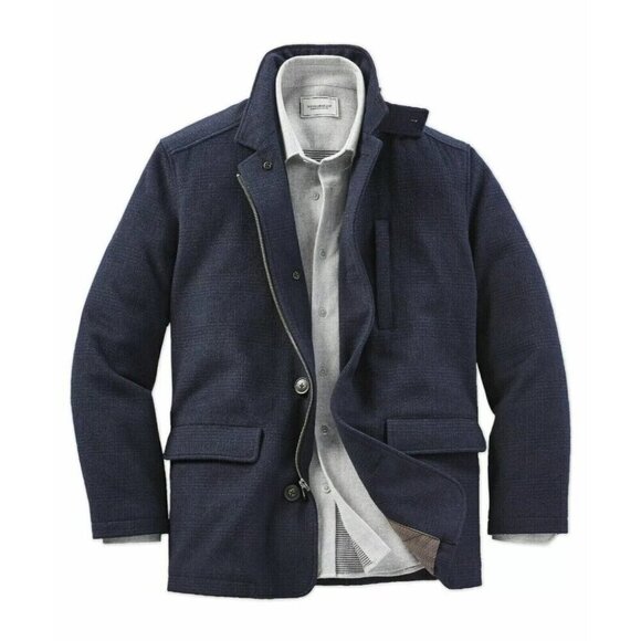 Hart Schaffner Marx Forrester Wool Blend Coat M Mens Navy Plaid - Picture 12 of 14